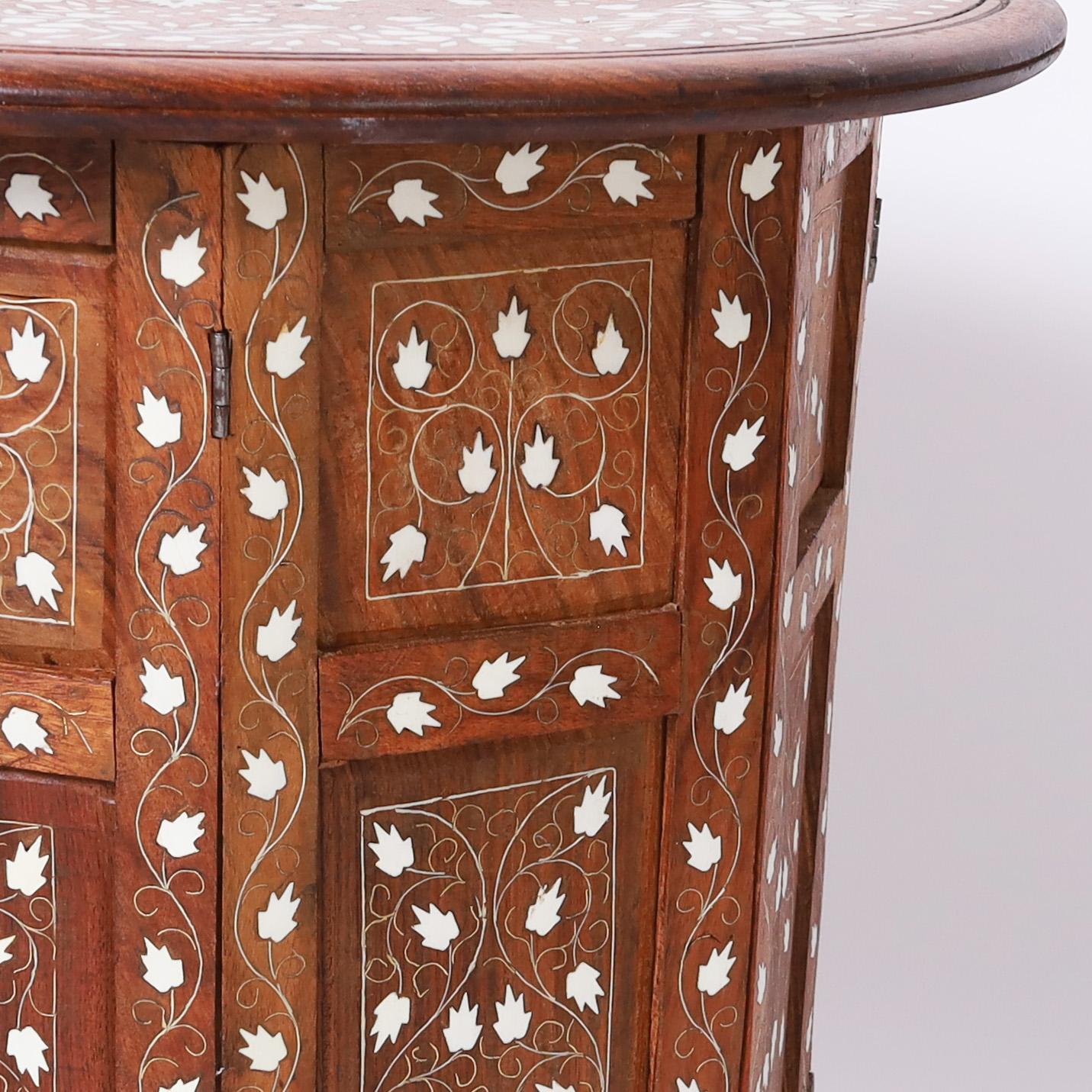 Bone Pair of Antique Anglo Indian Inlaid Stands