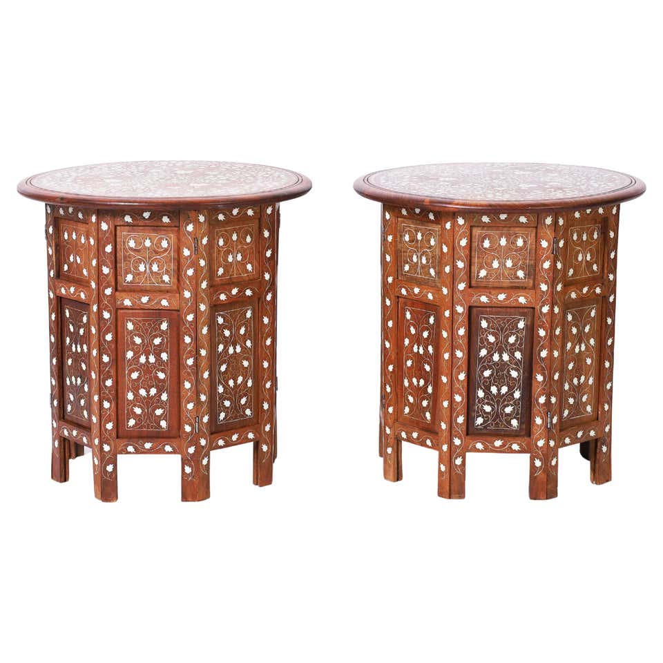 Pair of Middle Eastern Inlaid Taborets at 1stDibs