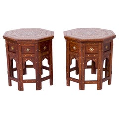 Pair of Antique Anglo Indian Inlaid Stands