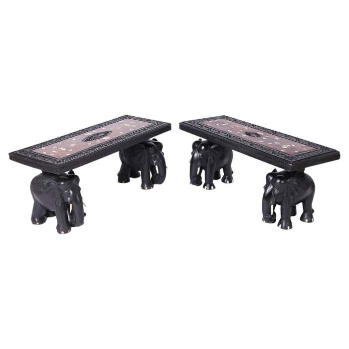 Pair of Antique Anglo Indian Inlaid Tables with Elephants For Sale at ...