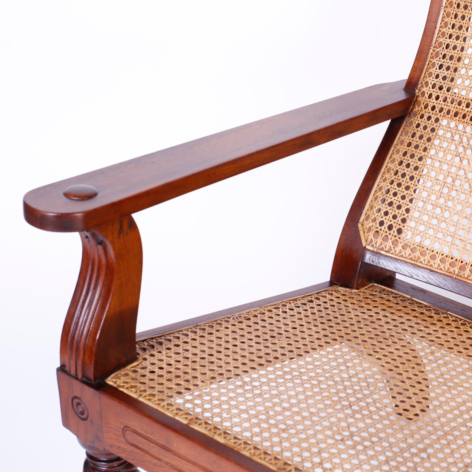 Hand-Woven Pair of Antique Anglo-Indian Plantation Chairs