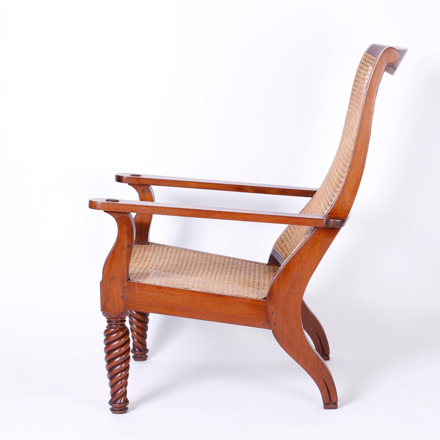 Cane Pair of Antique Anglo-Indian Plantation Chairs