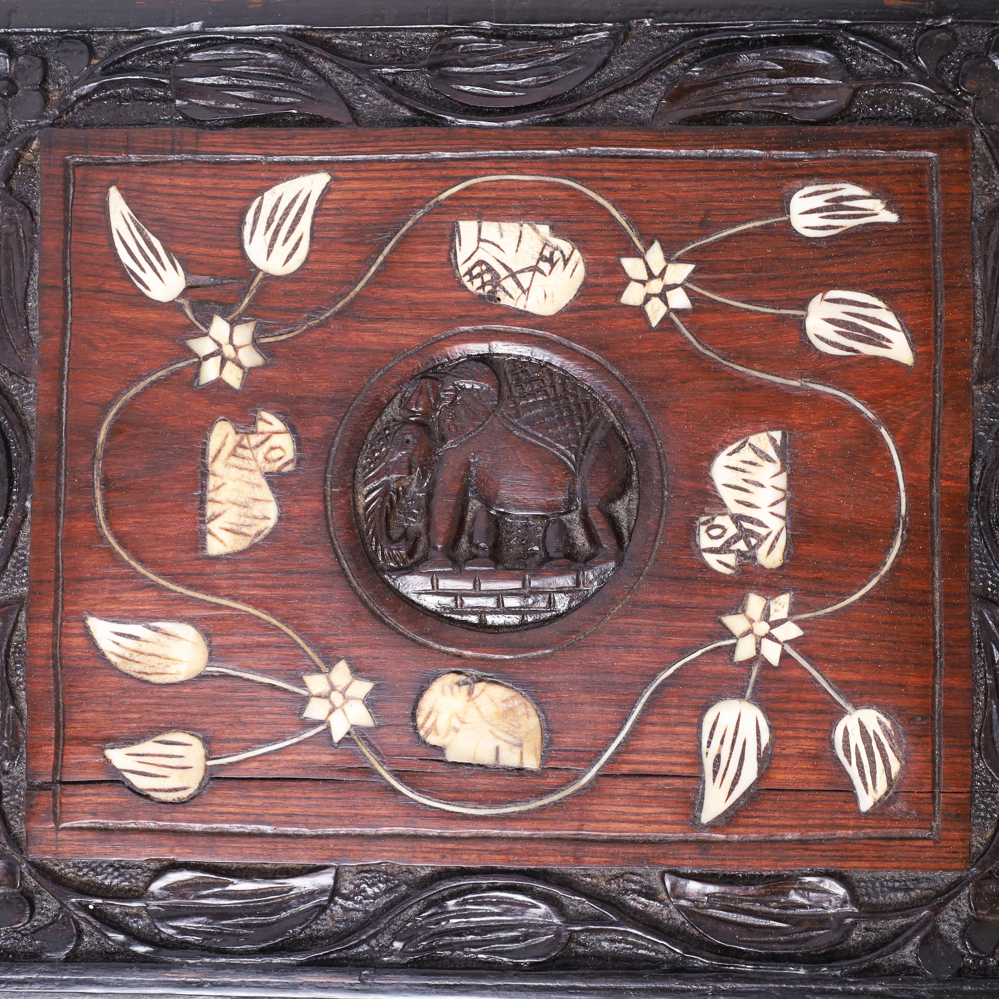 Pair of Antique Anglo Indian Teak Carved and Ebonized Elephant Stands or Tables 3