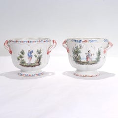 Paire d'anciens cache-pots ou jardinières en faïence de l'Arizona français