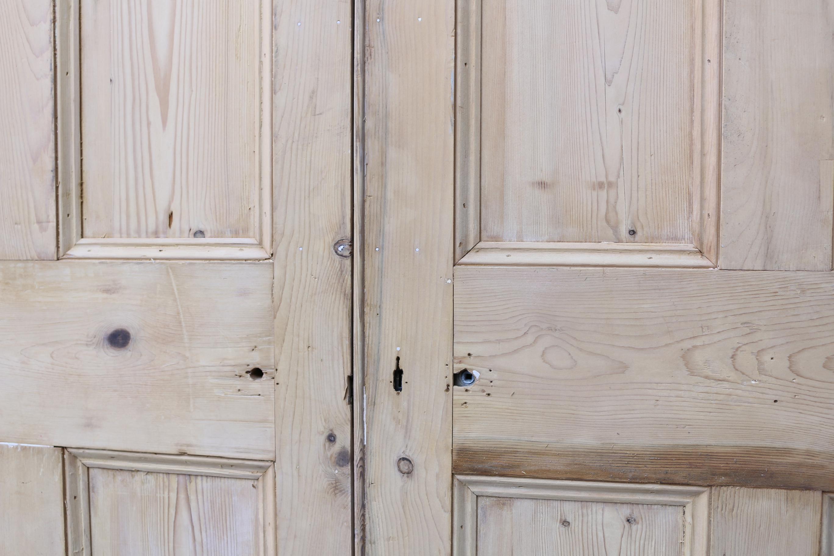 English Pair of Antique Arched Pine Double Doors