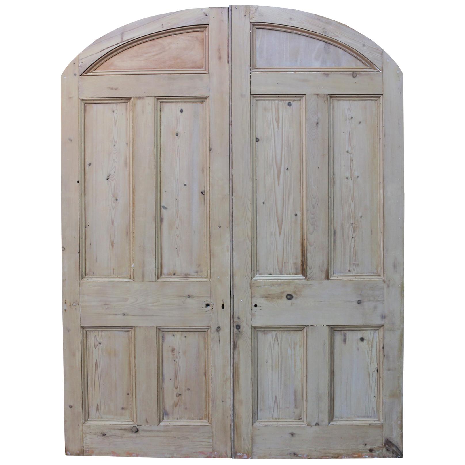 Pair of Antique Arched Pine Double Doors