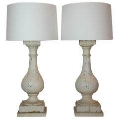 Pair of Antique Architectural Column Lamps