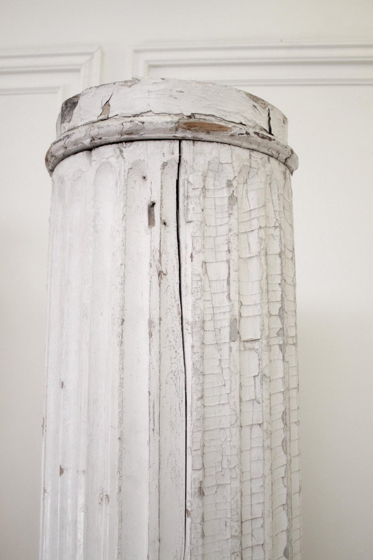 Pair of Antique Architectural Fluted Columns with White Paint at 1stDibs