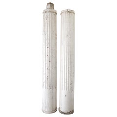 Pair of Antique Architectural Fluted Columns with White Paint