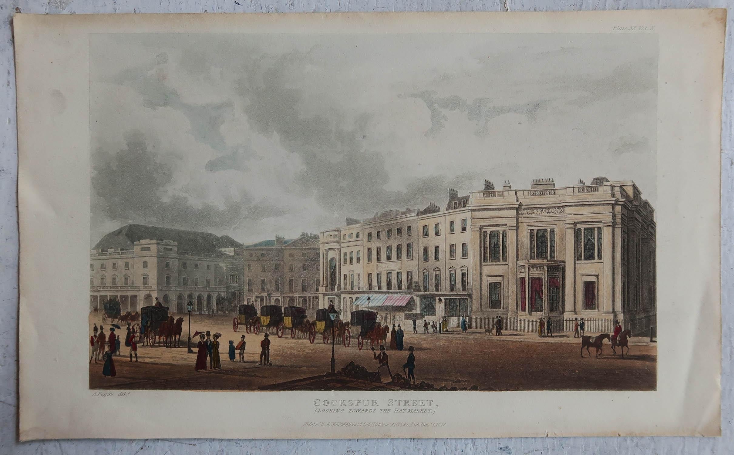 Georgian Pair of Antique Architectural Prints of London After Pugin, Dated 1813 For Sale