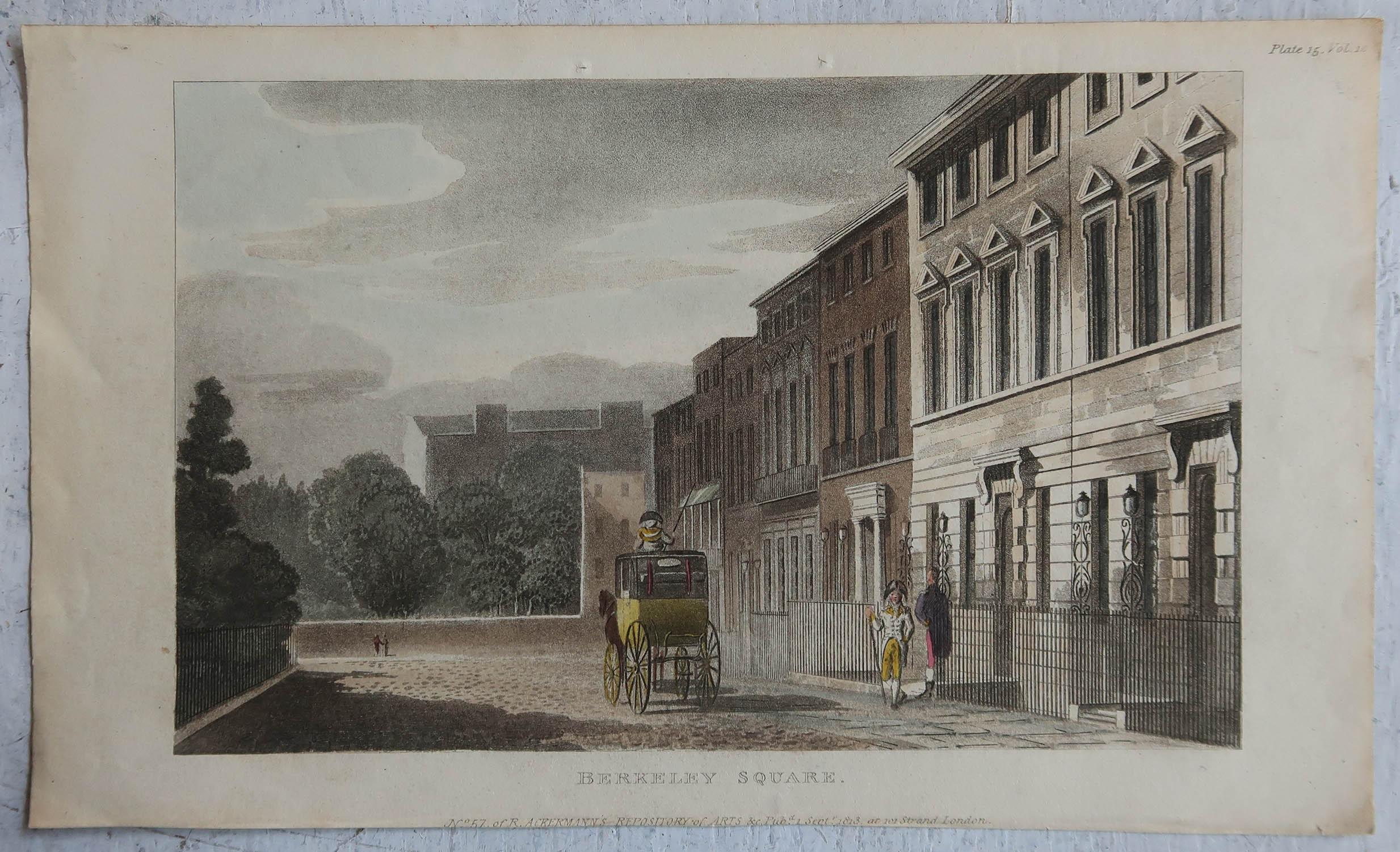 English Pair of Antique Architectural Prints of London After Pugin, Dated 1813 For Sale
