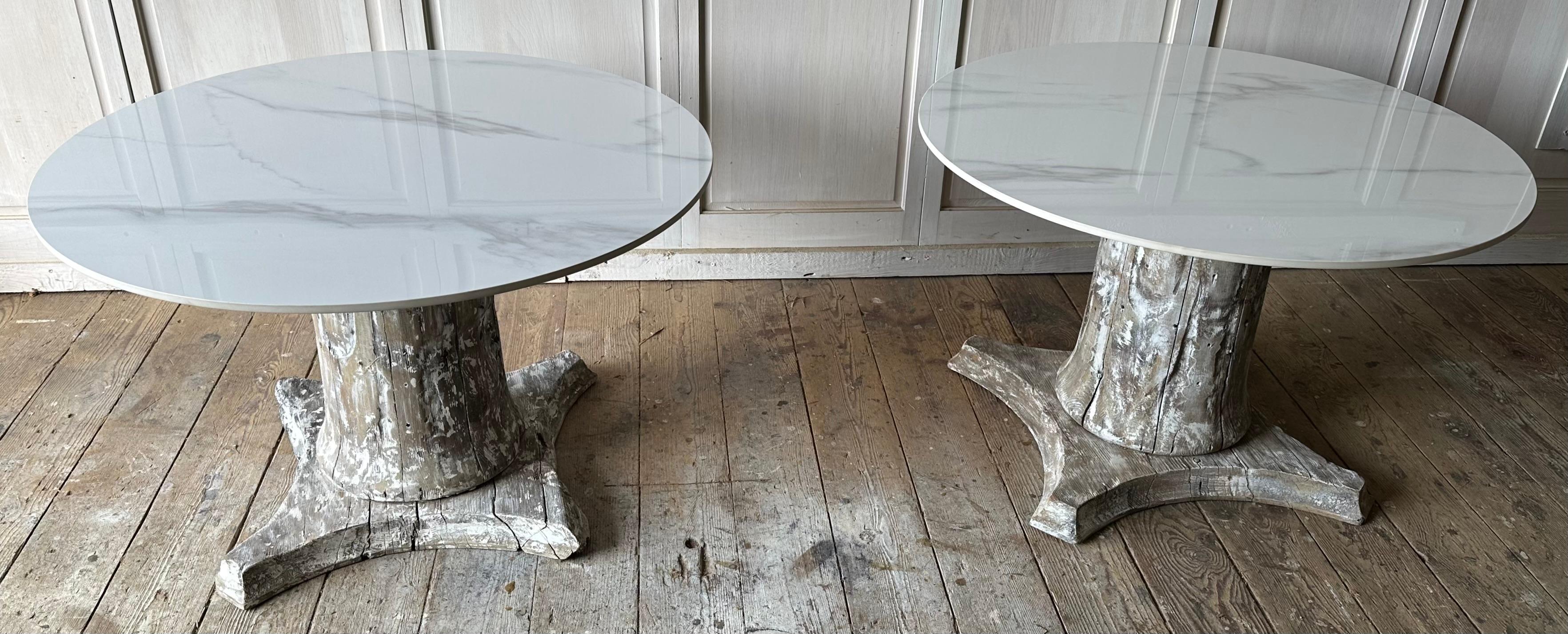 Neoclassical Pair of Antique Architectural Wood Pedestal Plinth Side Tables For Sale