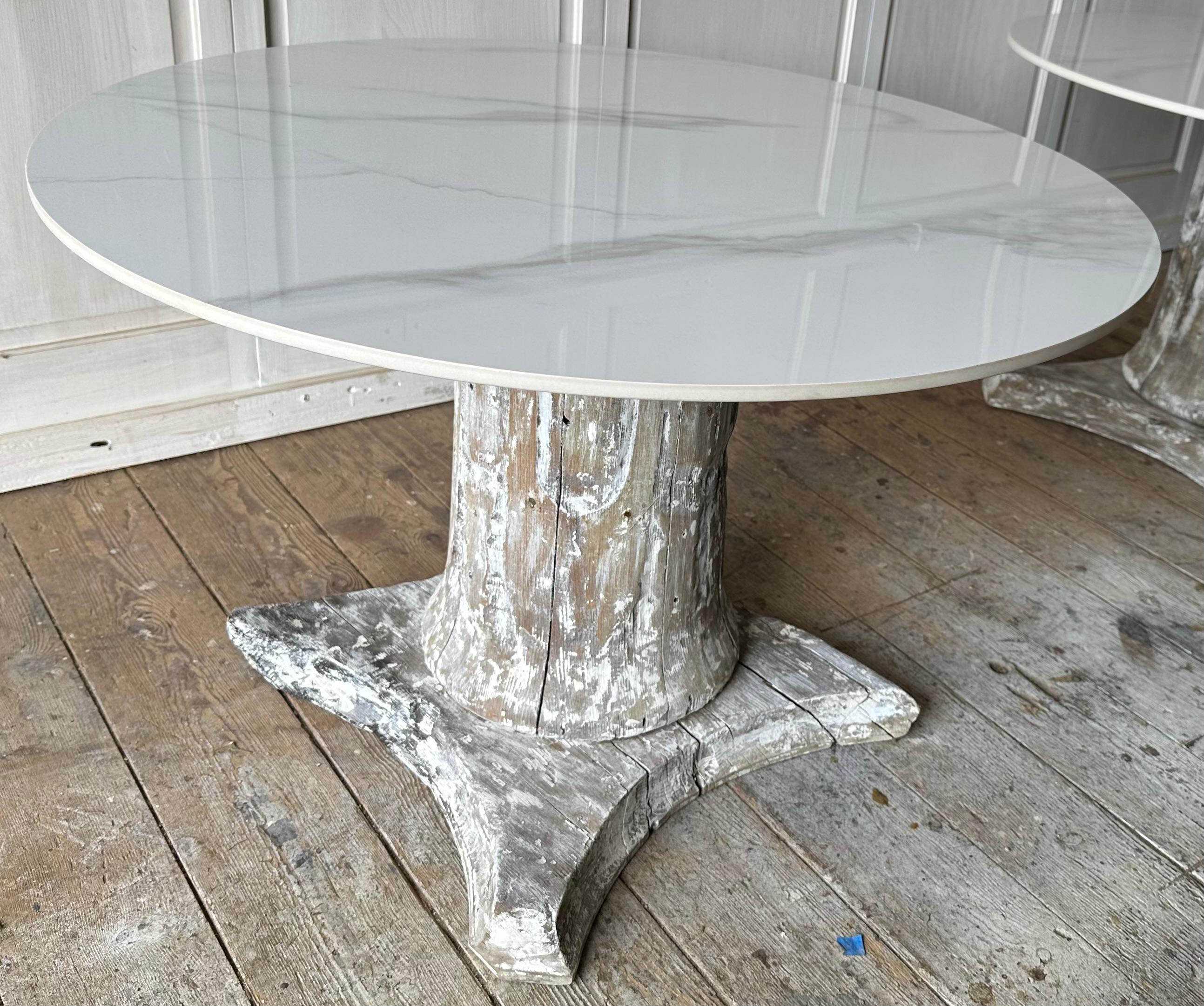 American Pair of Antique Architectural Wood Pedestal Plinth Side Tables For Sale