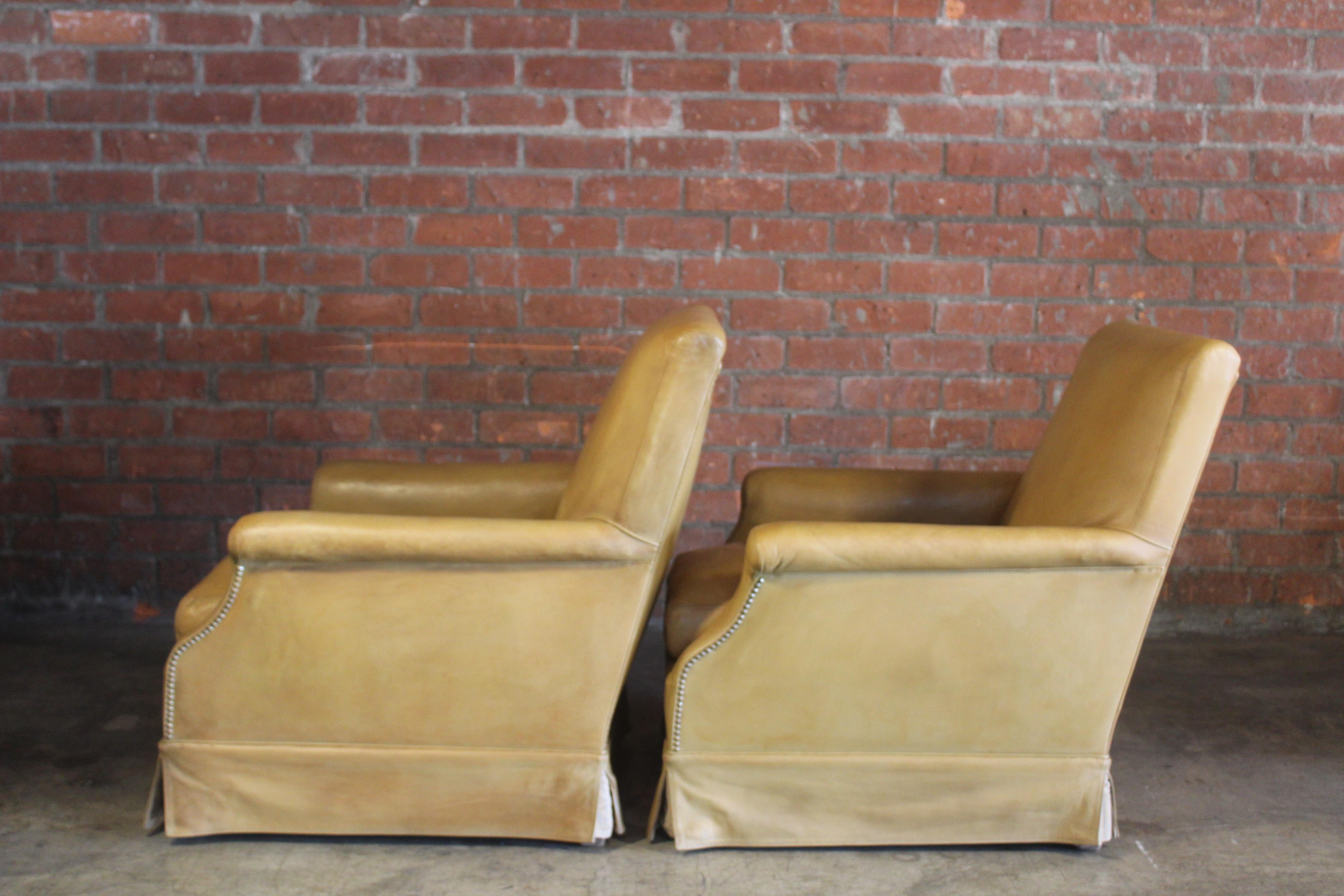 Pair of Antique Armchairs in Original Leather, France, 1930s For Sale 5