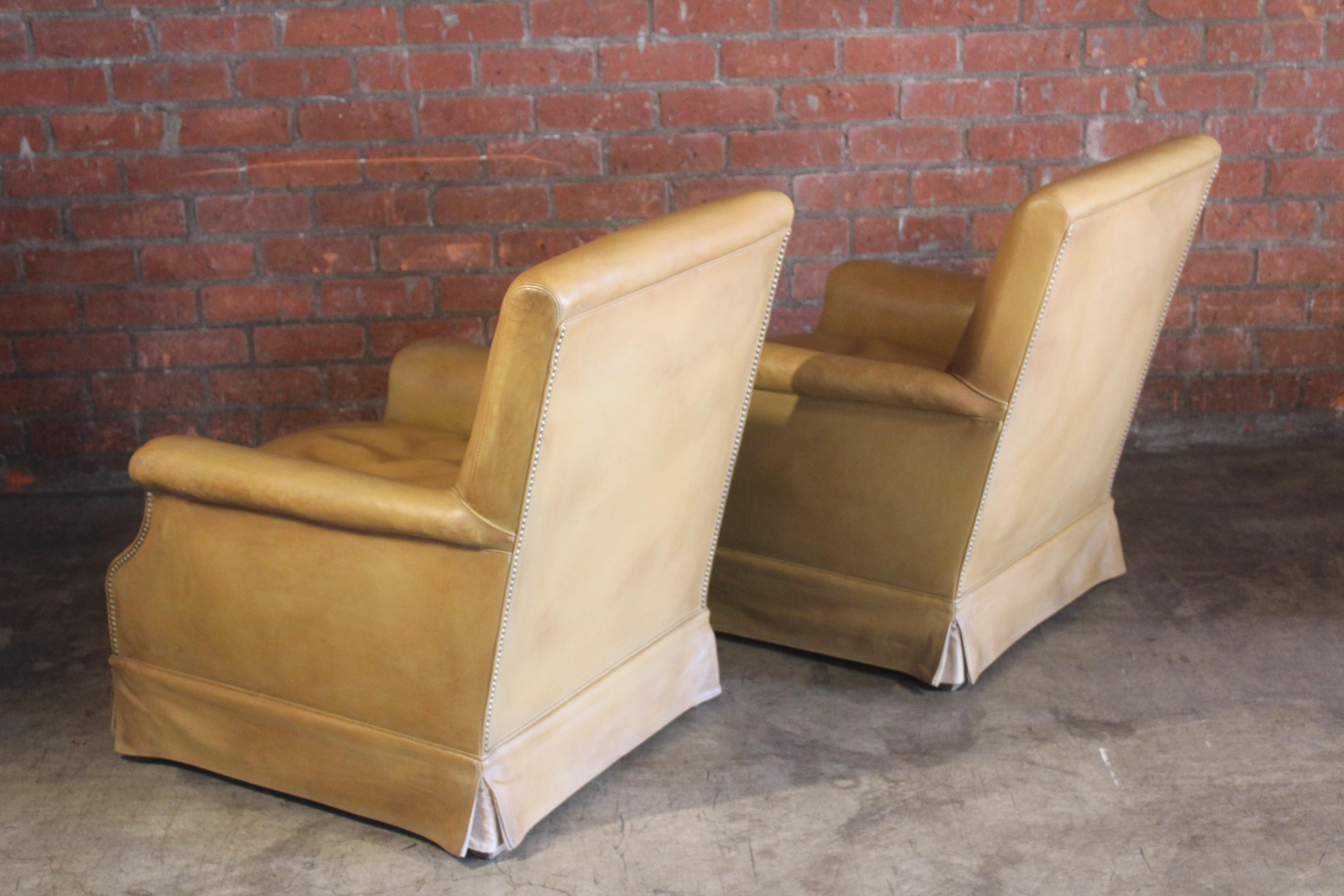 Pair of Antique Armchairs in Original Leather, France, 1930s For Sale 7
