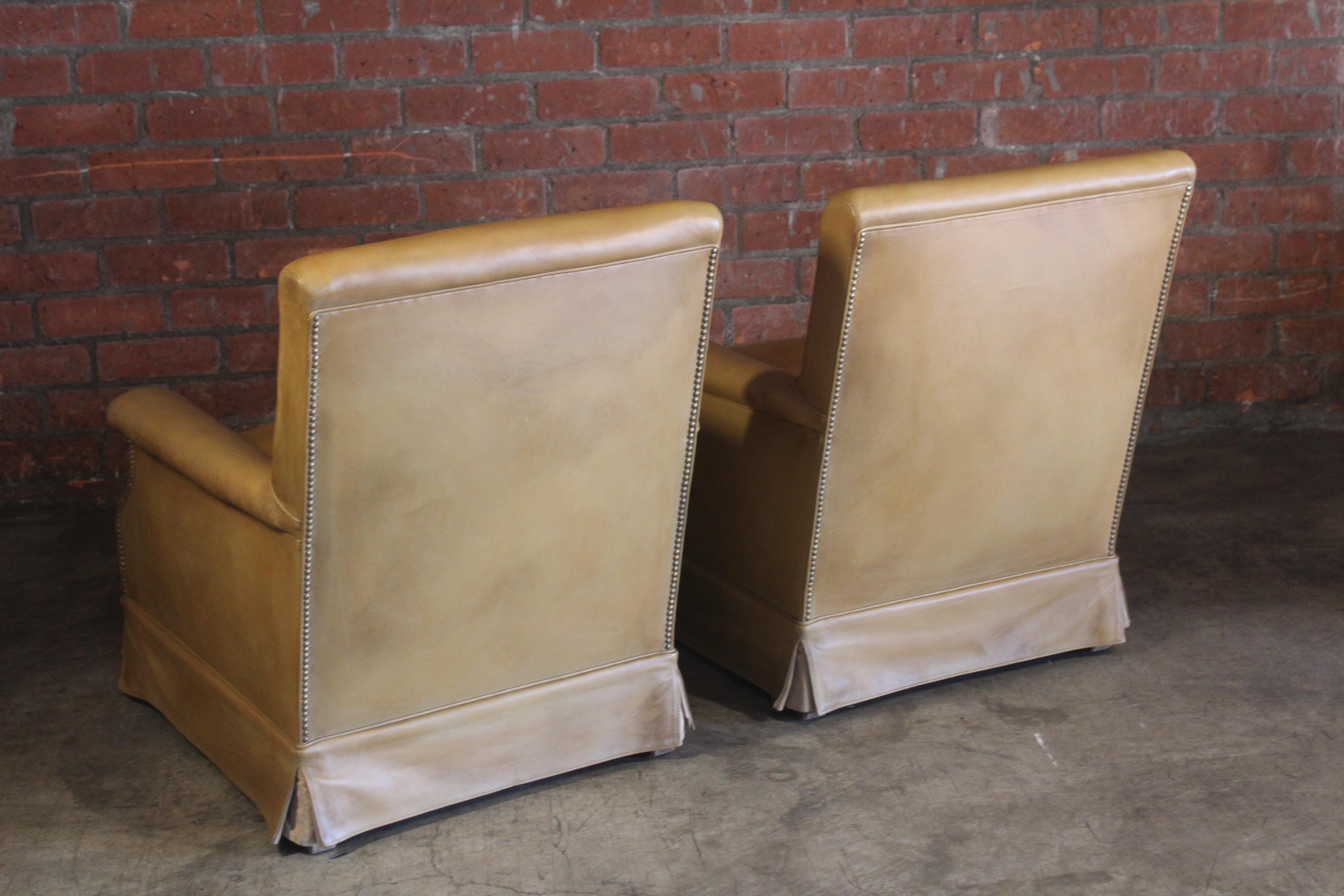 Pair of Antique Armchairs in Original Leather, France, 1930s For Sale 9