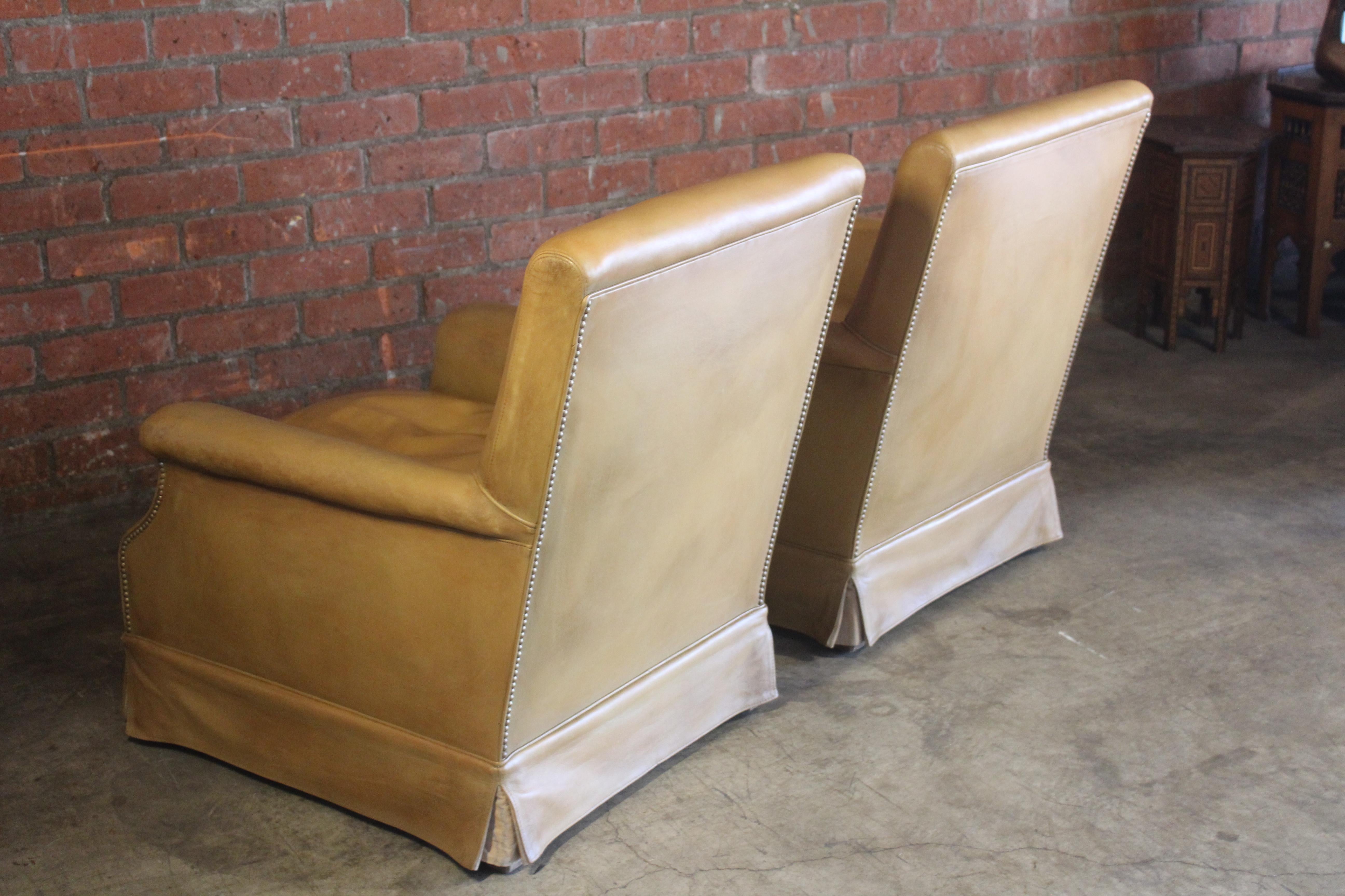 Pair of Antique Armchairs in Original Leather, France, 1930s For Sale 10