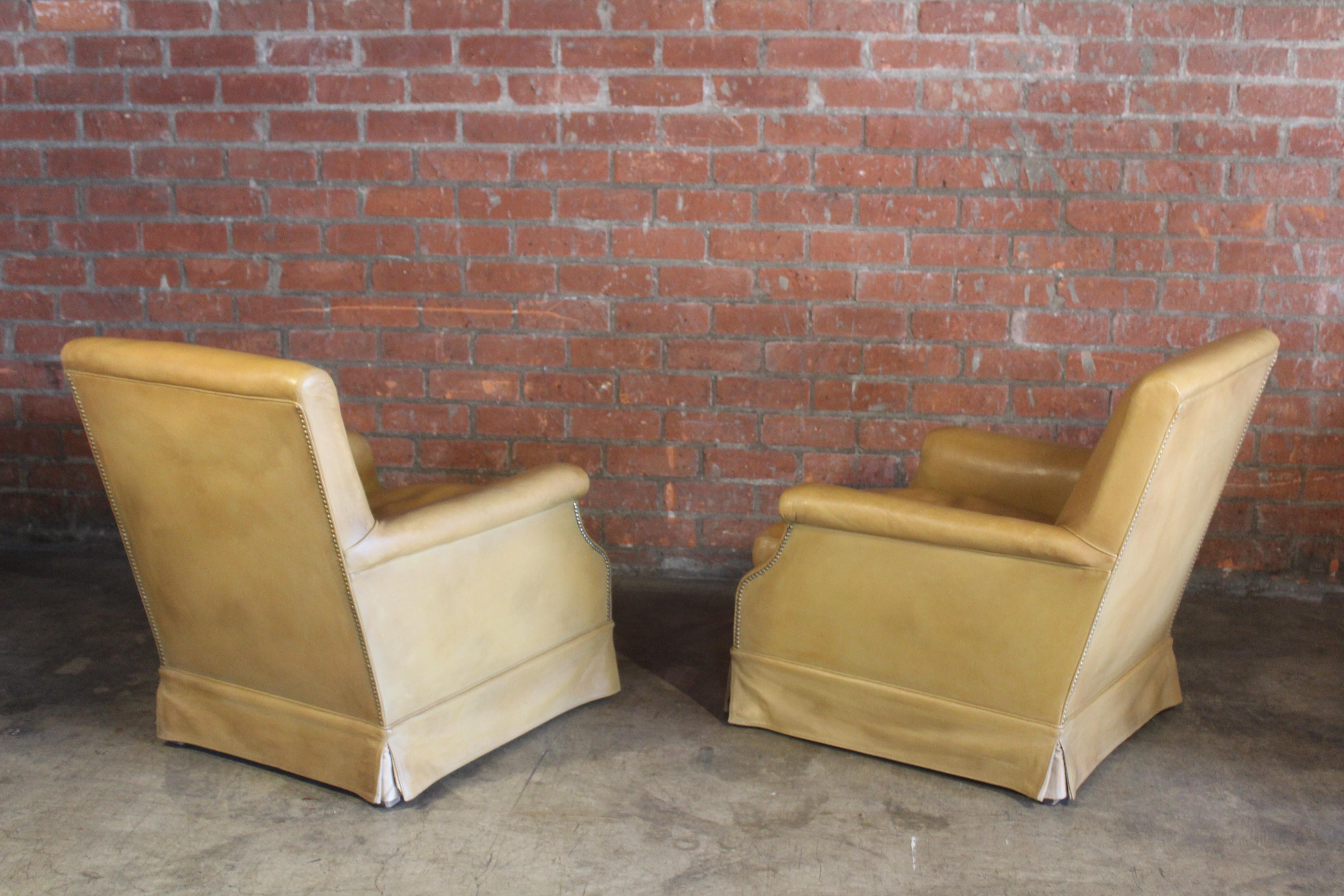 Pair of Antique Armchairs in Original Leather, France, 1930s For Sale 11