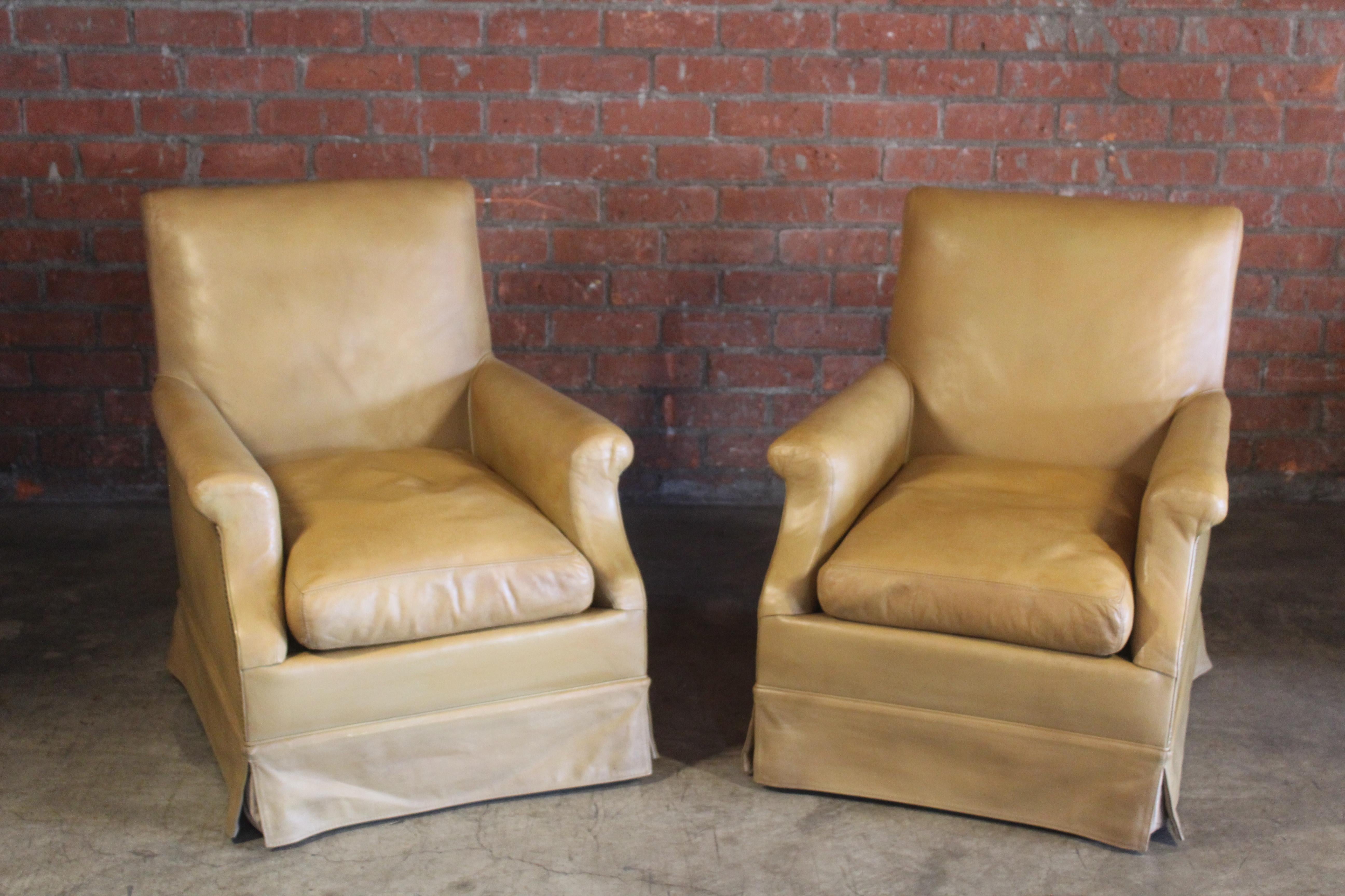 Pair of Antique Armchairs in Original Leather, France, 1930s For Sale 12