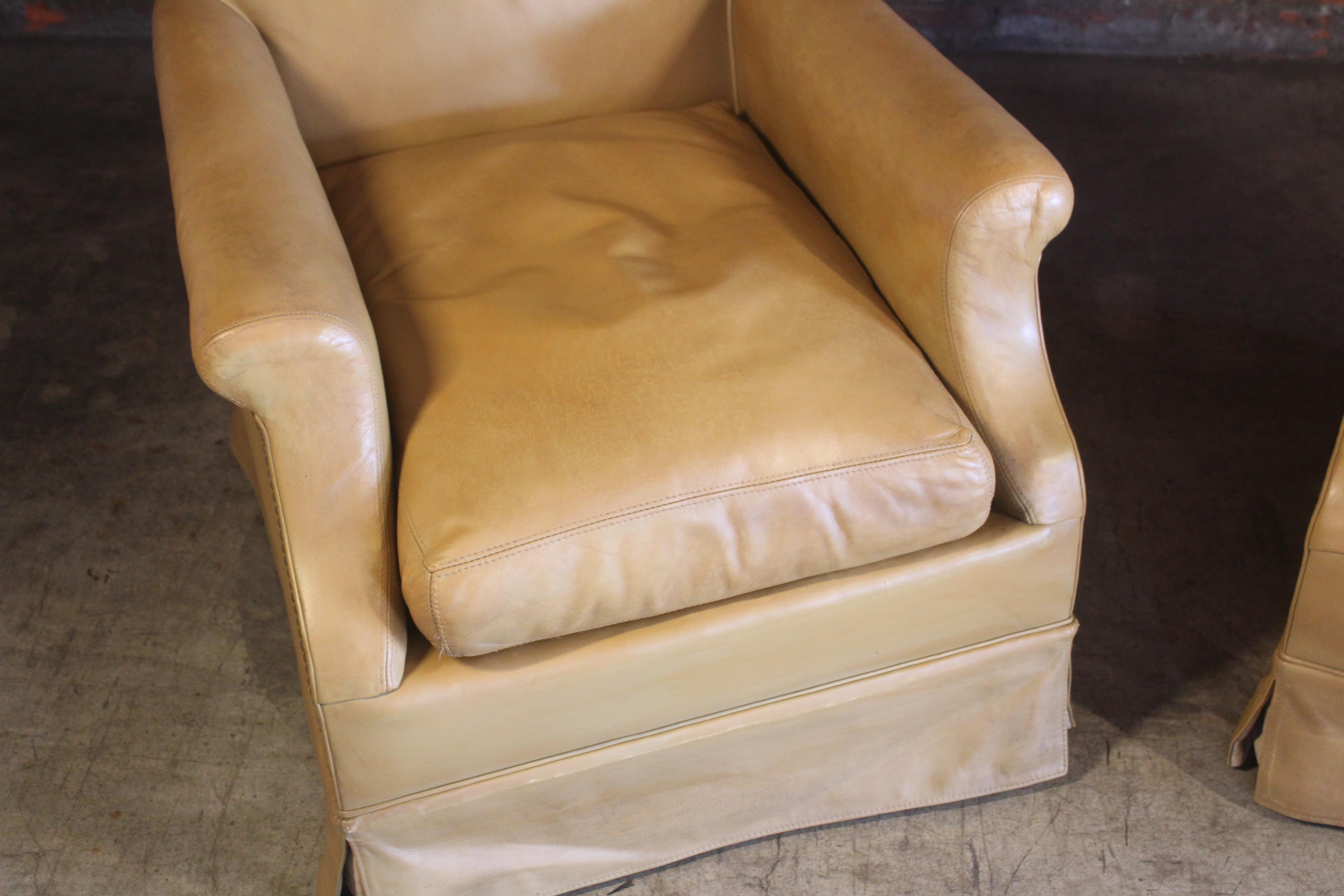 Pair of Antique Armchairs in Original Leather, France, 1930s For Sale 13