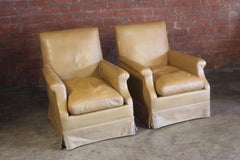 Pair of Antique Armchairs in Original Leather, France, 1930s