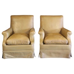 Pair of Antique Armchairs in Original Leather, France, 1930s