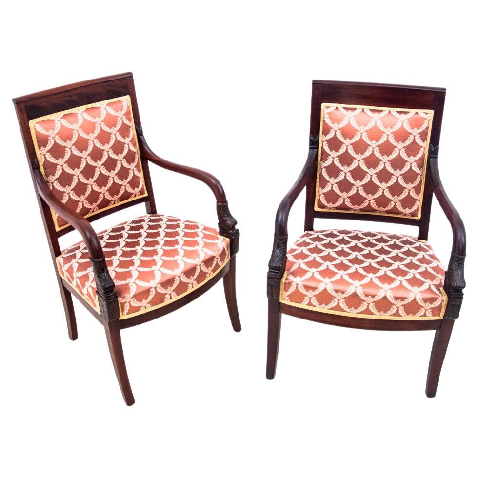 Pair of Antique Armchairs, Scandinavia, 1860s, Restored