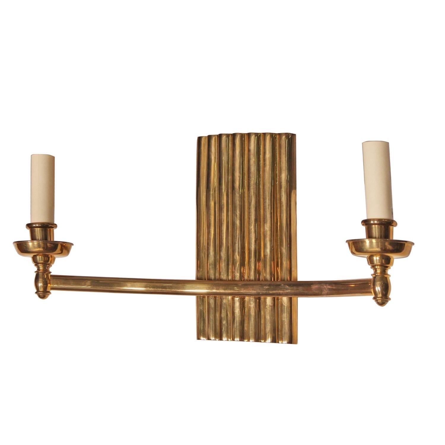 Pair of Antique Art Deco Bronze Gold Sconces In Good Condition For Sale In New York, NY