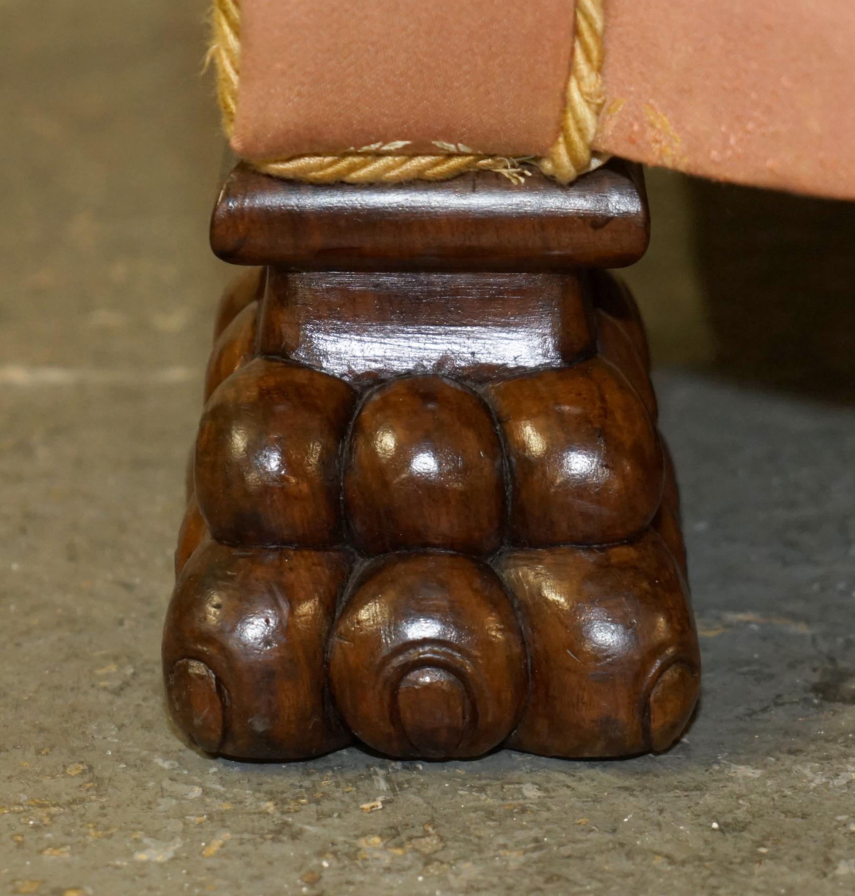 Early 20th Century PAIR OF ANTIQUE ART DECO CIRCA 1920 LIONS HAIRY PAW CARVED FRENCH CLUB ARMCHAIRs For Sale