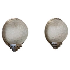 Paar antike Art Deco Glas-Wandleuchter Genet & Michon