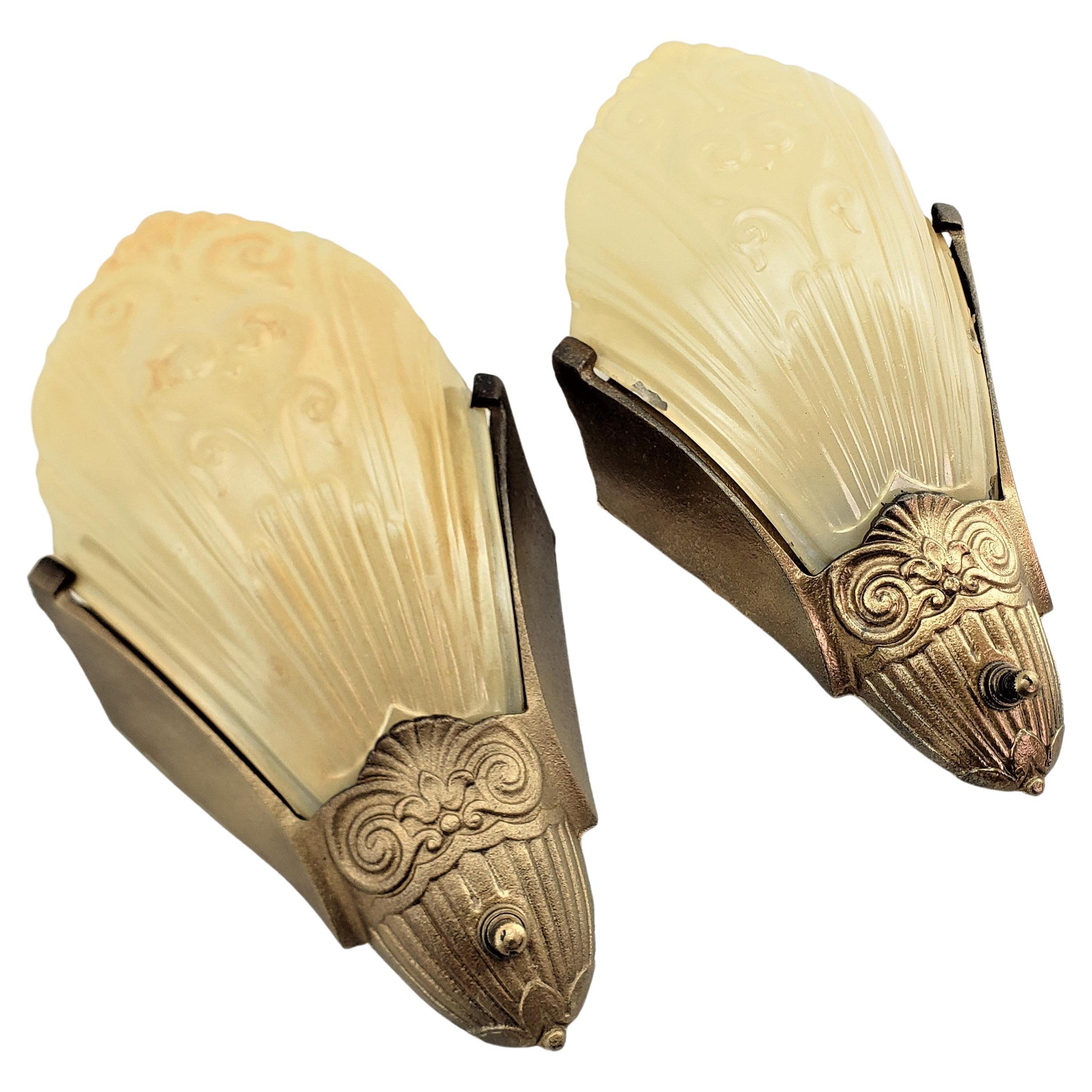 Pair of Antique Art Deco J.C. Virden Company Slip Shade Wall Sconces For  Sale at 1stDibs