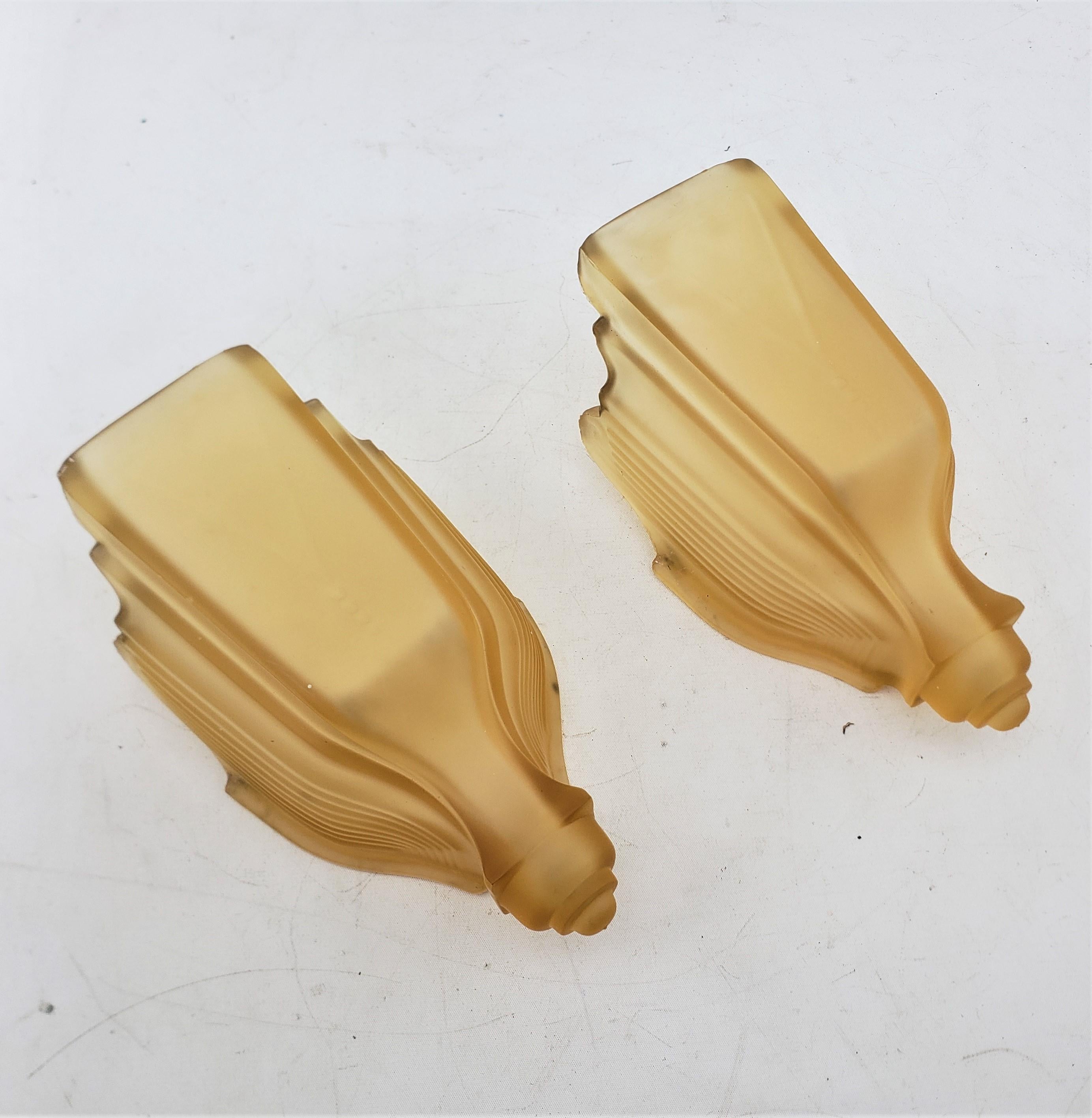 Pair of Antique Art Deco Salvaged Slip Shade Wall Sconces In Good Condition For Sale In Hamilton, Ontario