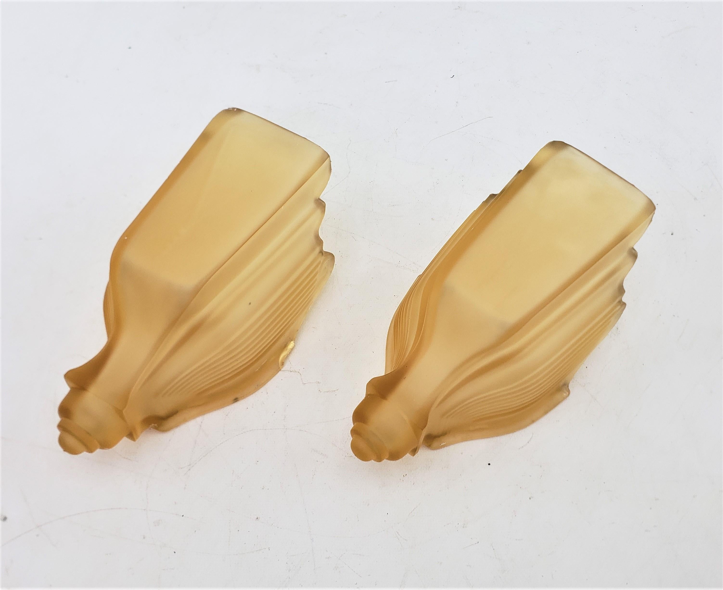 20th Century Pair of Antique Art Deco Salvaged Slip Shade Wall Sconces For Sale