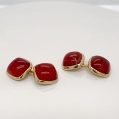 Coppia di gemelli antichi Art Deco firmati Larter & Sons con cabochon di corniola