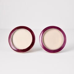 Coppia di cornici d'epoca Art Deco in argento sterling e smalto guilloché 1910