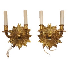 Coppia di lampade a raggiera in ottone in stile Art Deco