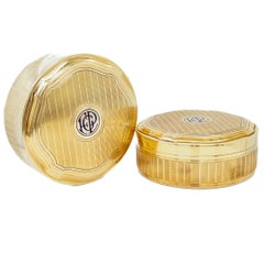 Pair of Antique Art Deco Tiffany & Co 18k Gold & Enamel Pill Boxes