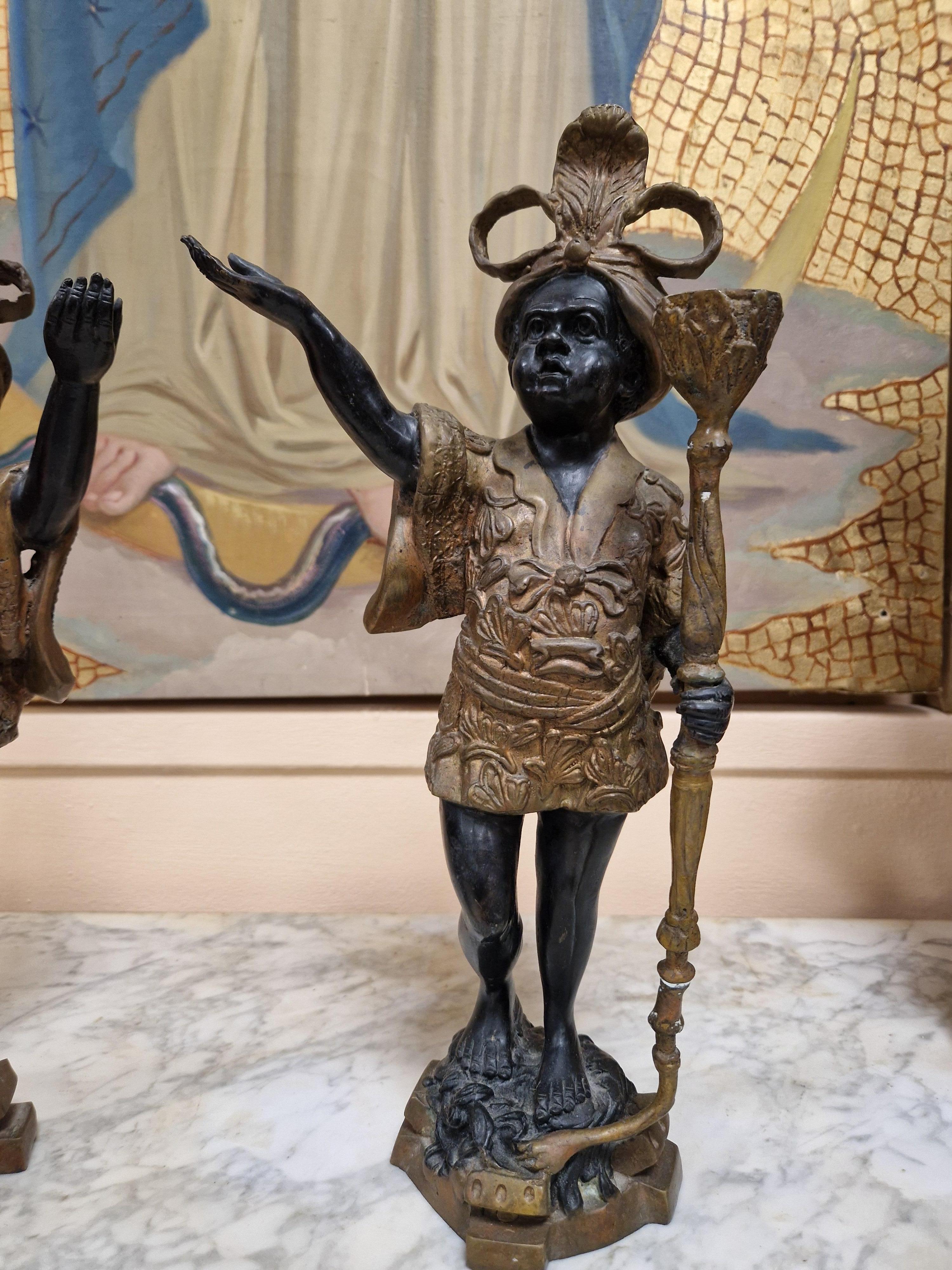 Pair of Antique Art Nouveau Bronze Candlesticks For Sale 4