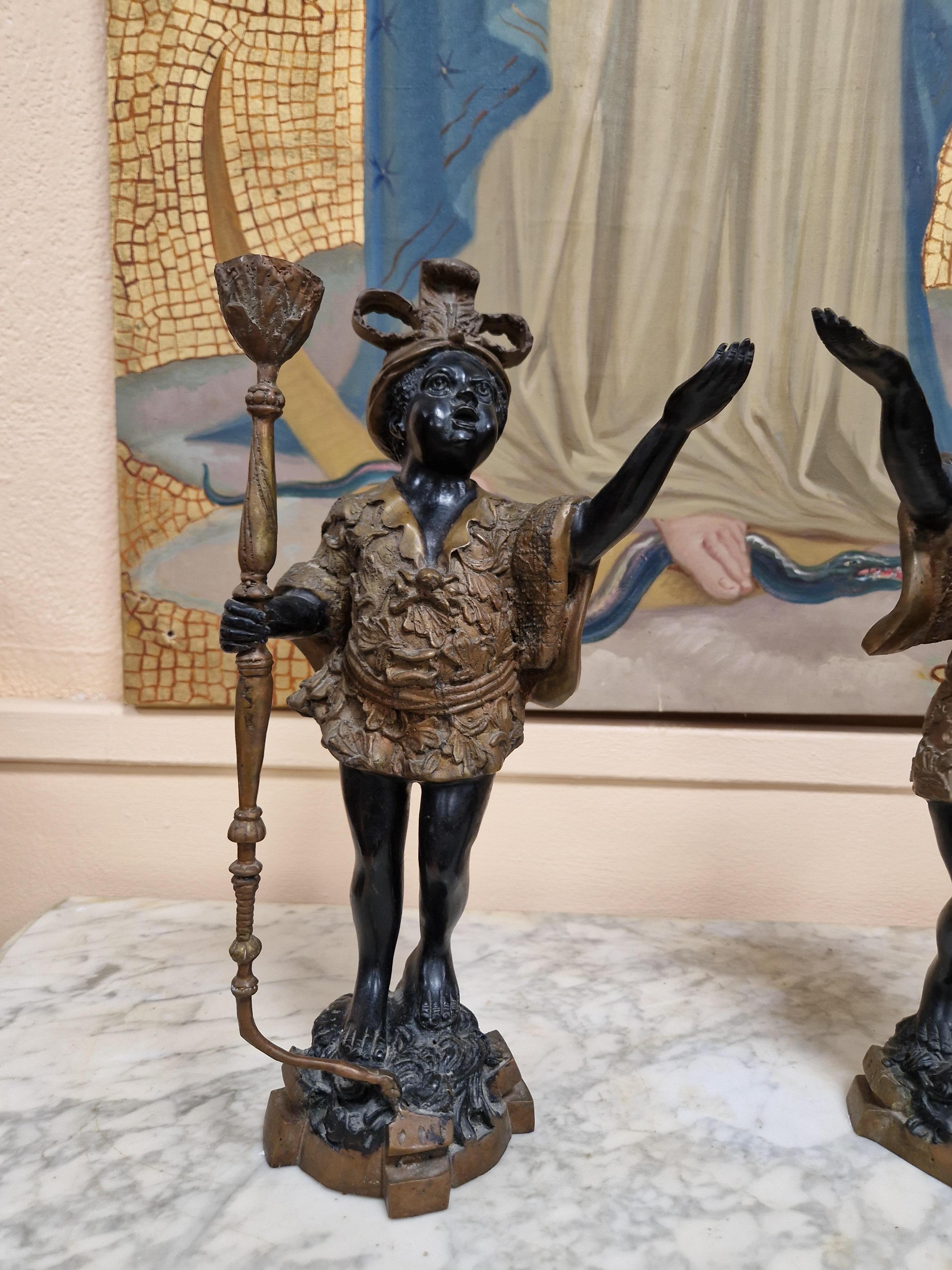 Pair of Antique Art Nouveau Bronze Candlesticks For Sale 5