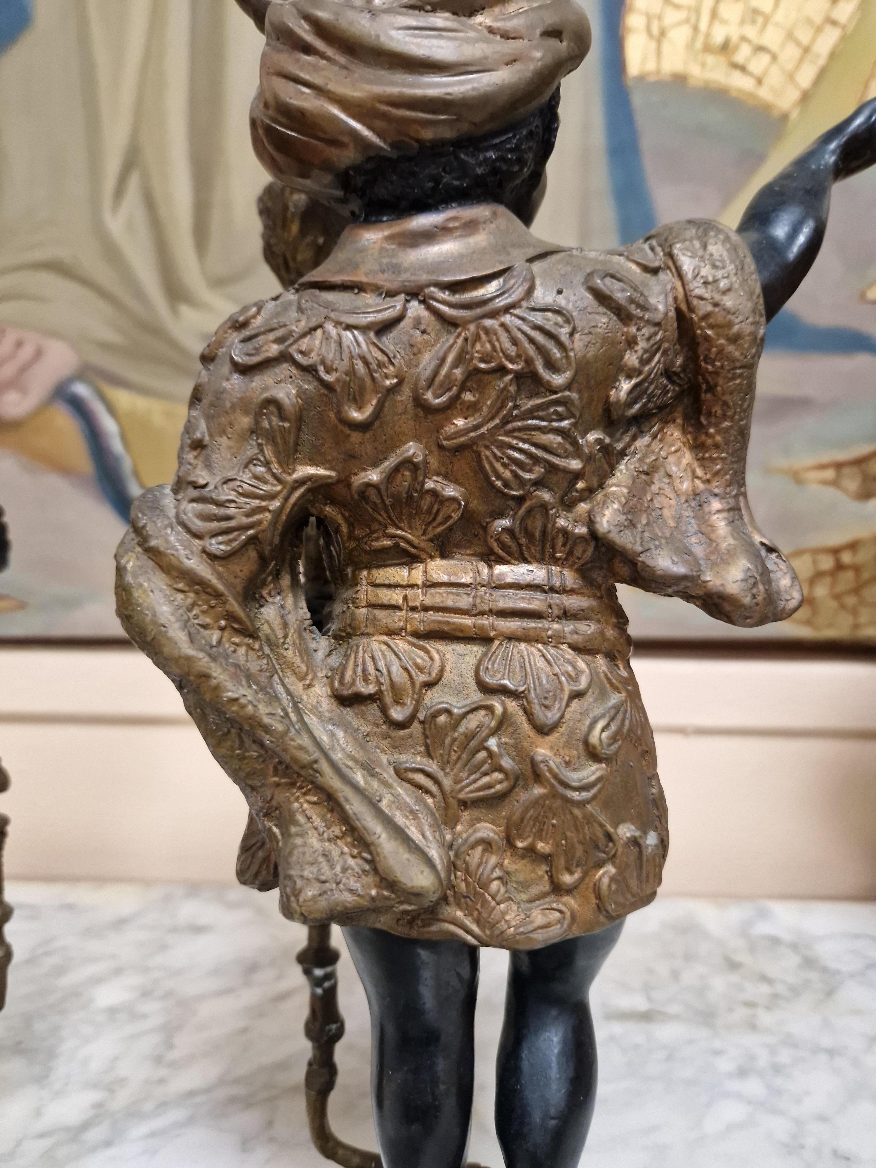 Pair of Antique Art Nouveau Bronze Candlesticks In Good Condition For Sale In Buxton, GB