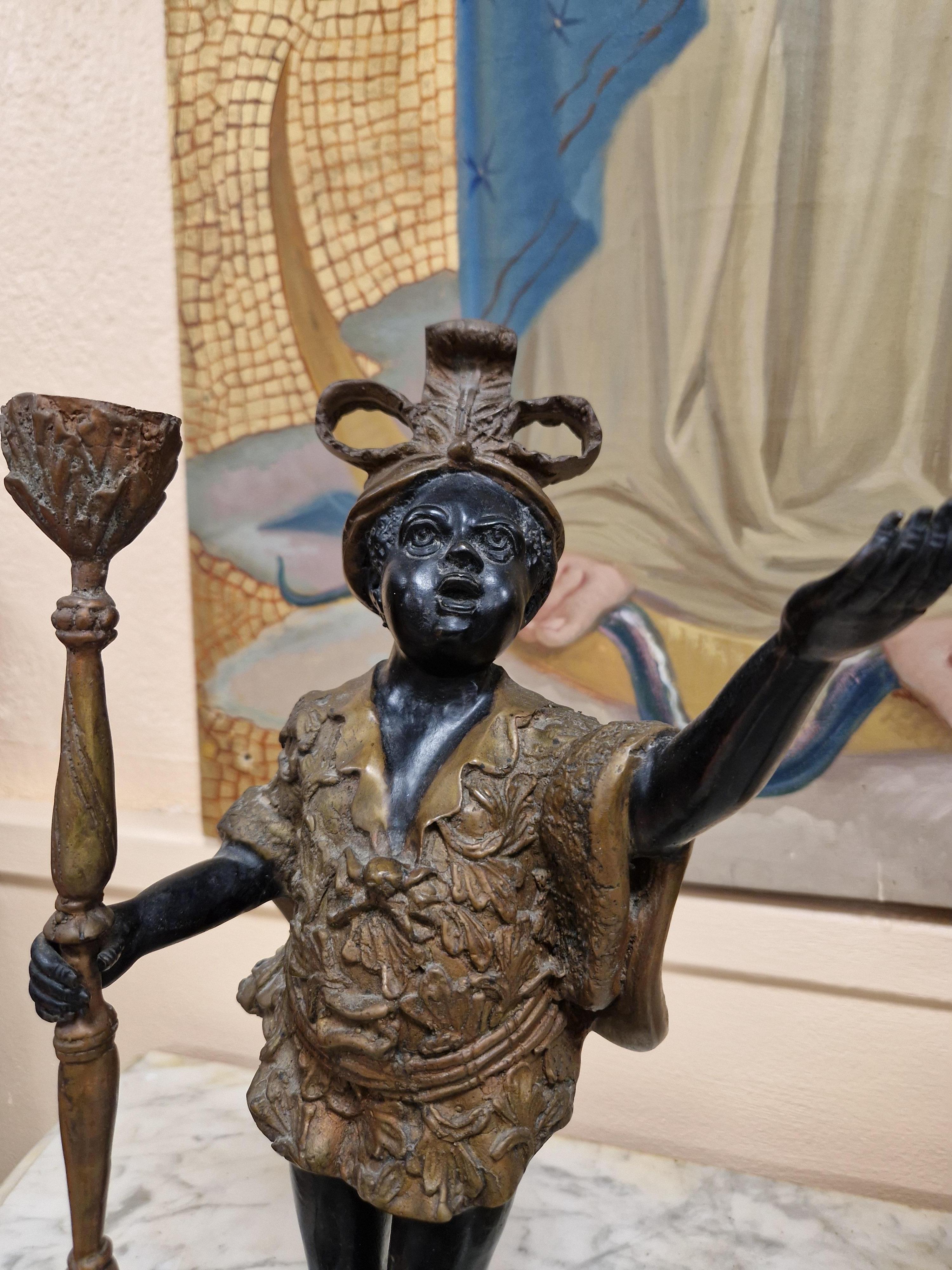 Pair of Antique Art Nouveau Bronze Candlesticks For Sale 3