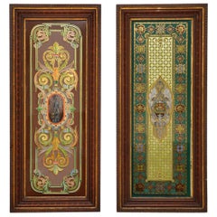 Pair of Antique Art Nouveau Decorative Mirrors or Glass Panels