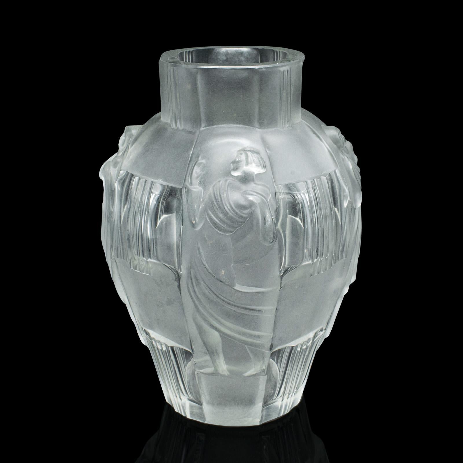 Art nouveau Paire de vases à fleurs Art Nouveau ancien, français, verre dépoli, d'après Lalique en vente