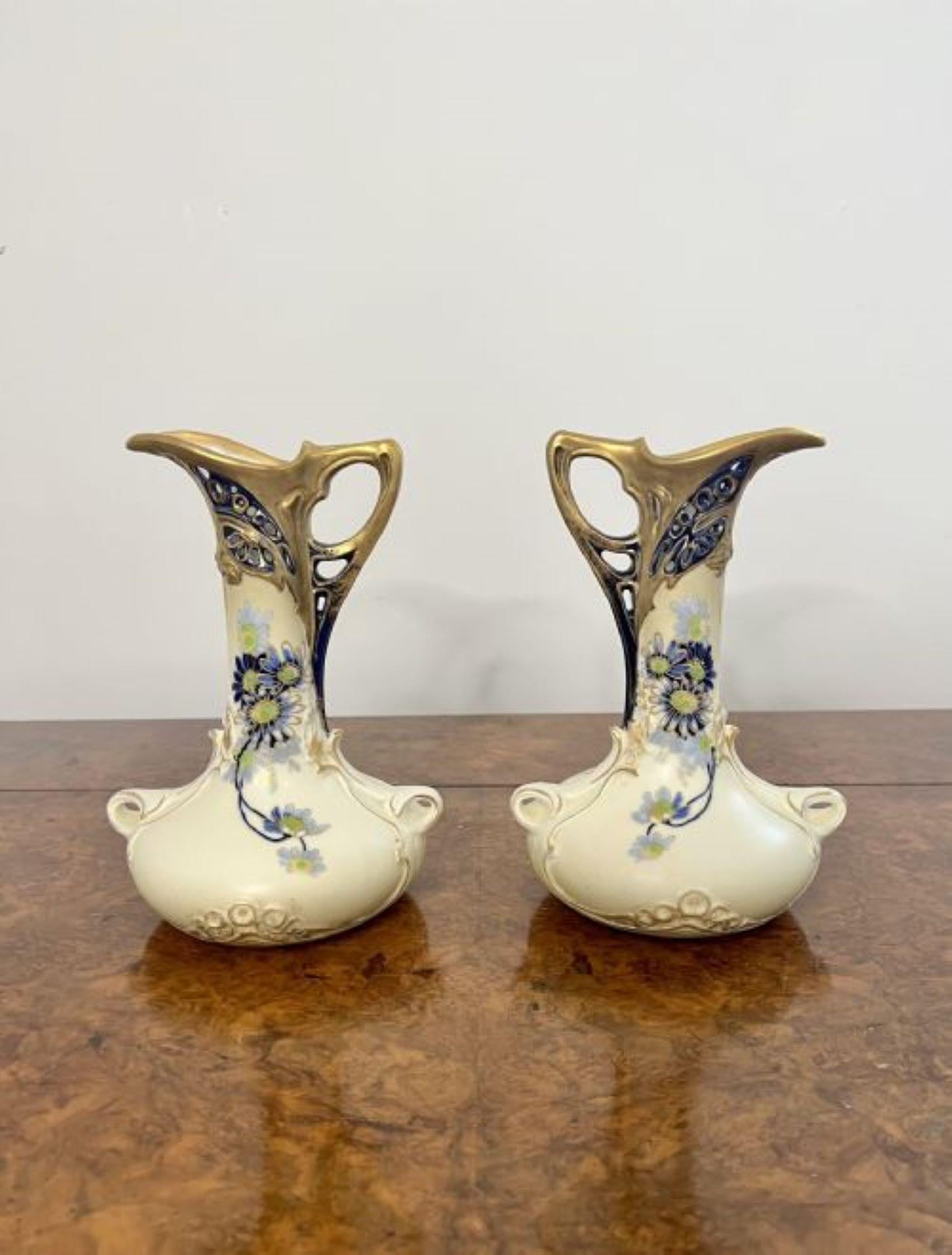19th Century Pair of antique art nouveau quality porcelain jugs  For Sale