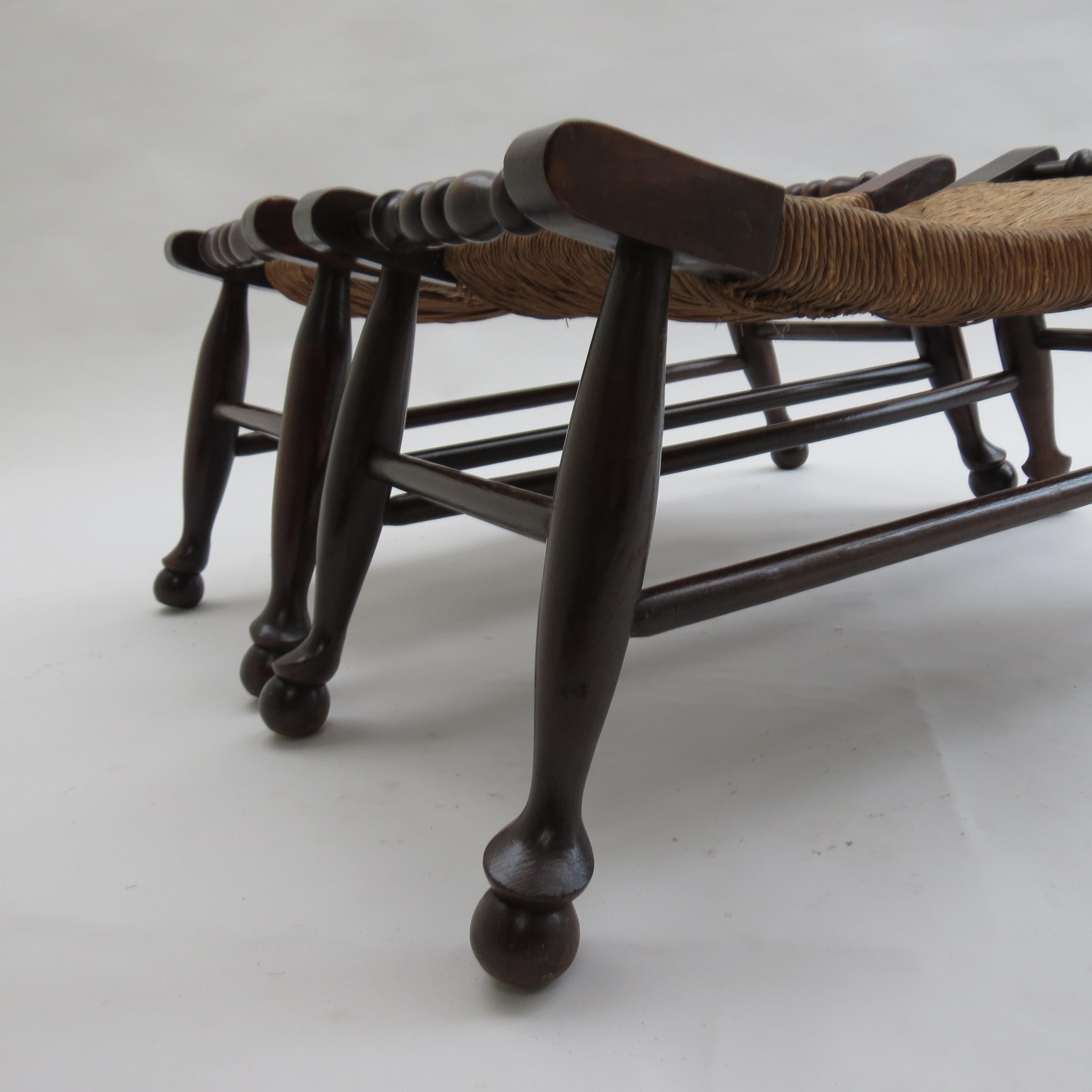 Pair of Antique Arts and Crafts Rush Seat Stools 1900 im Angebot 3