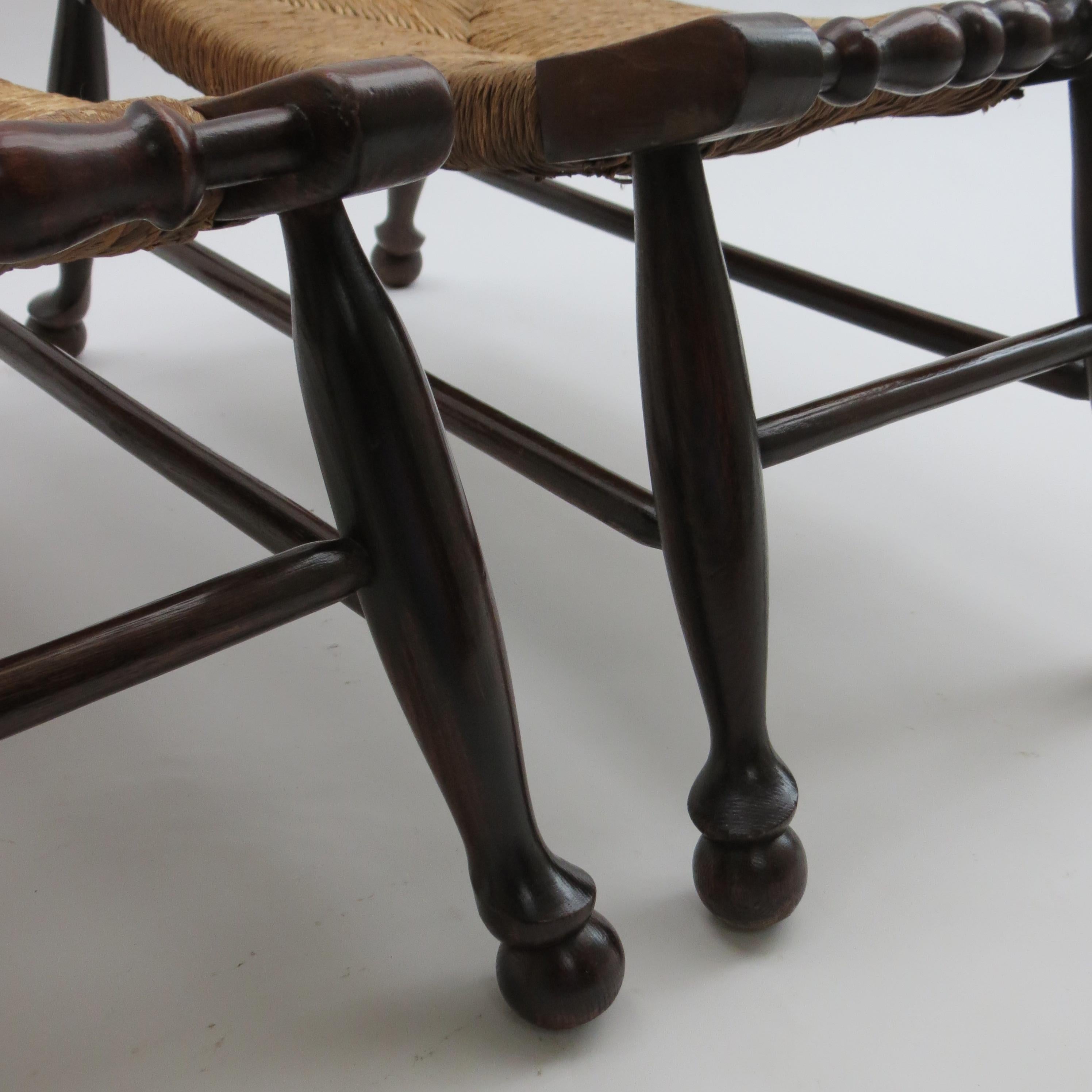 Pair of Antique Arts and Crafts Rush Seat Stools 1900 im Angebot 6