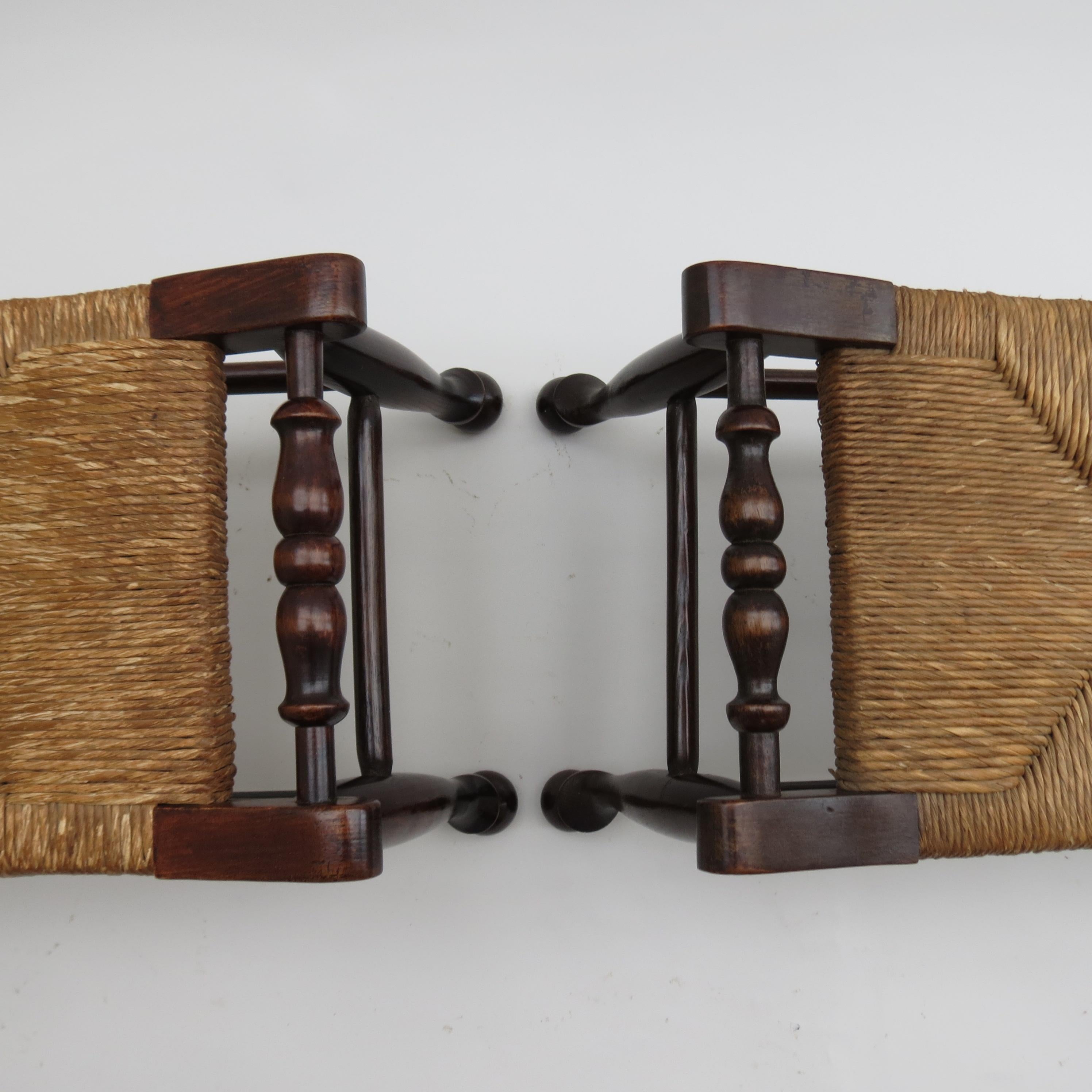 Pair of Antique Arts and Crafts Rush Seat Stools 1900 im Angebot 11