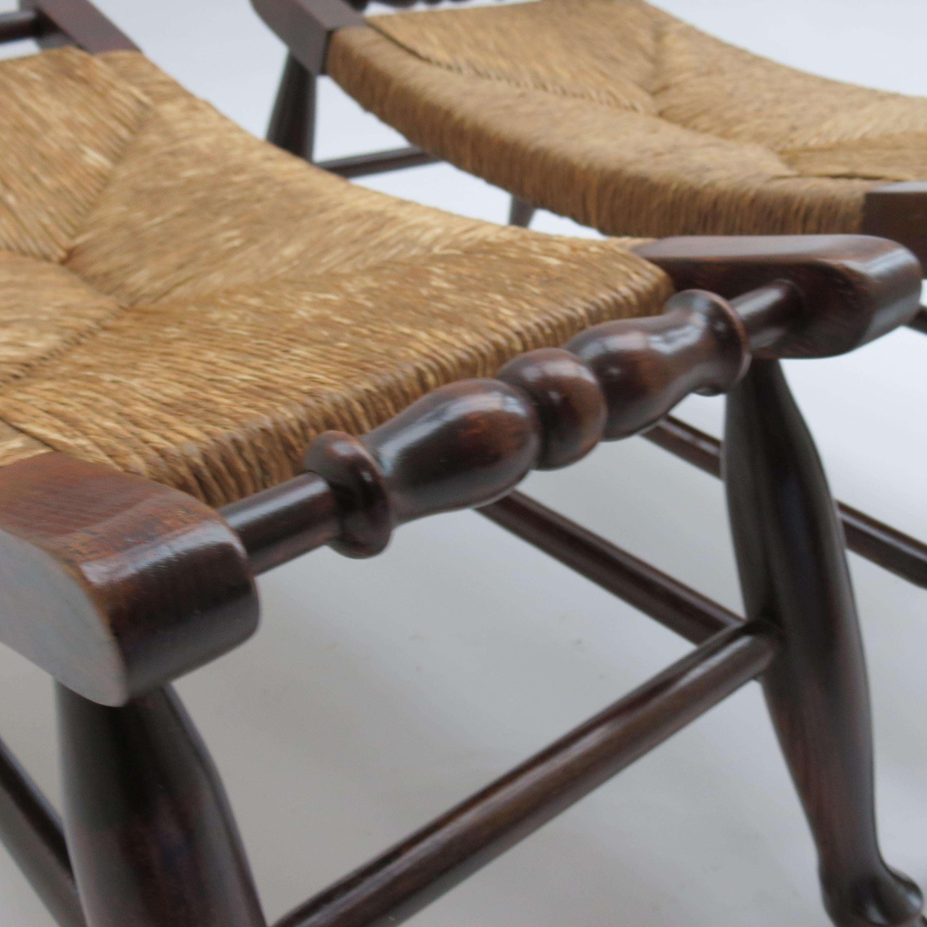 Pair of Antique Arts and Crafts Rush Seat Stools 1900 im Zustand „Gut“ im Angebot in Stow on the Wold, GB