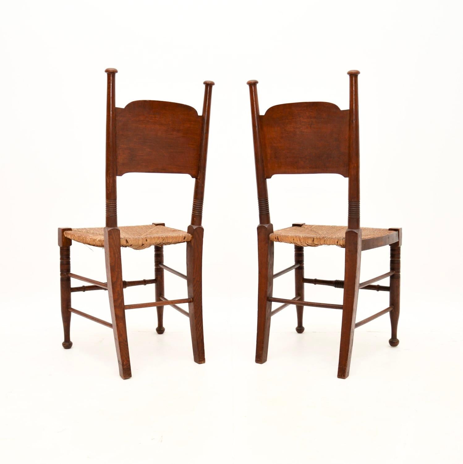 British Pair of Antique Arts and Crafts Side Chairs by William Birch