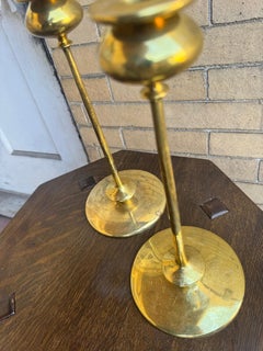 Paire de bougeoirs Arts & Crafts anciens de Robert jarvie ?- W7704  DEMI-TARIF